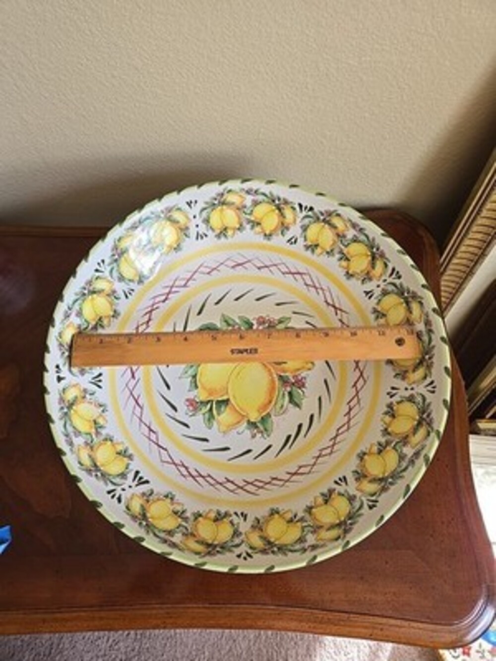 Large serving Bowl Lemons Italian Art Pottery MOMA CERAMICHE ARTIGIANALI  13.5" - Picture 6 of 6